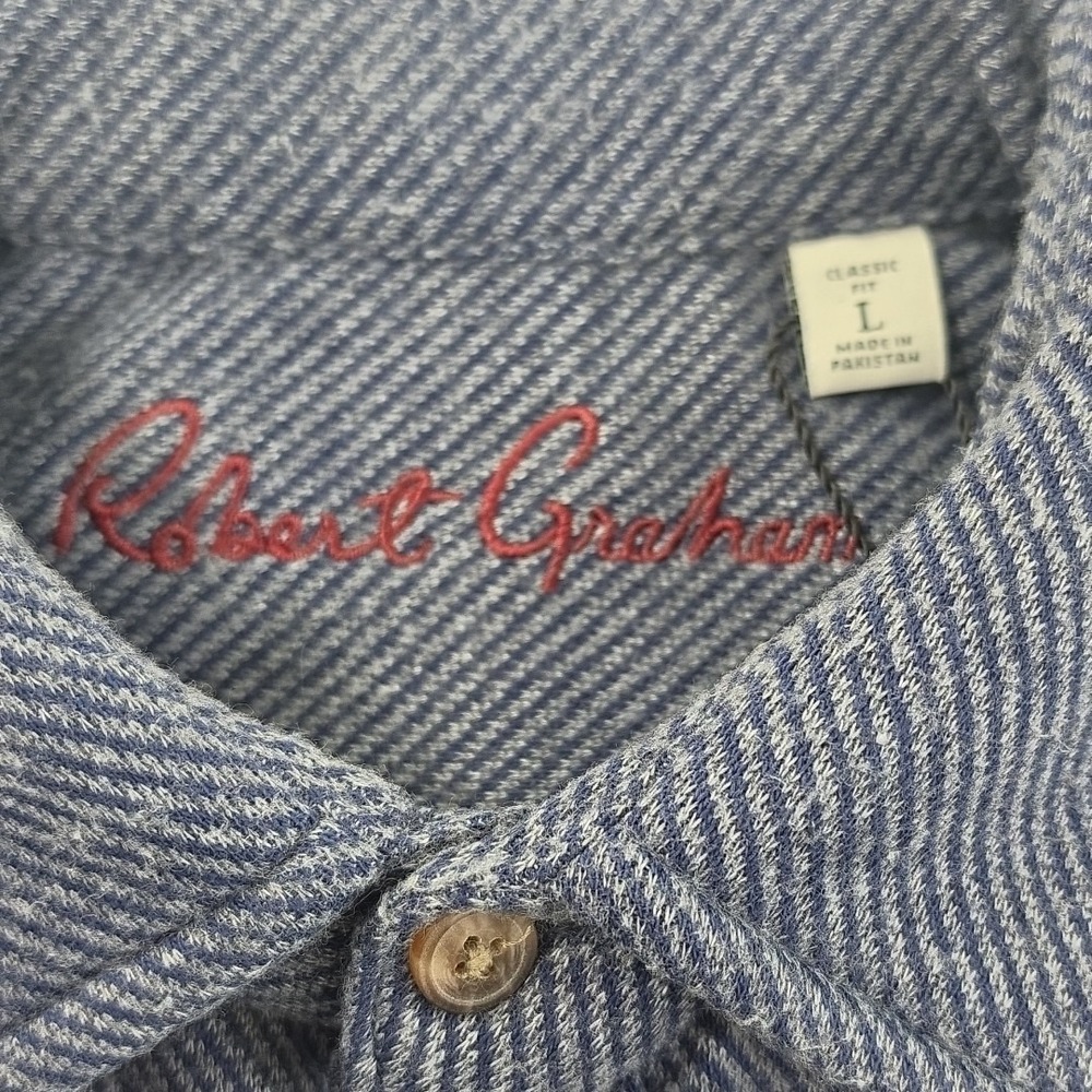 Robert Graham Barford Shacket Men's L Blue Tweed Fleece Lined NEW Classic Fit - Picture 8 of 16
